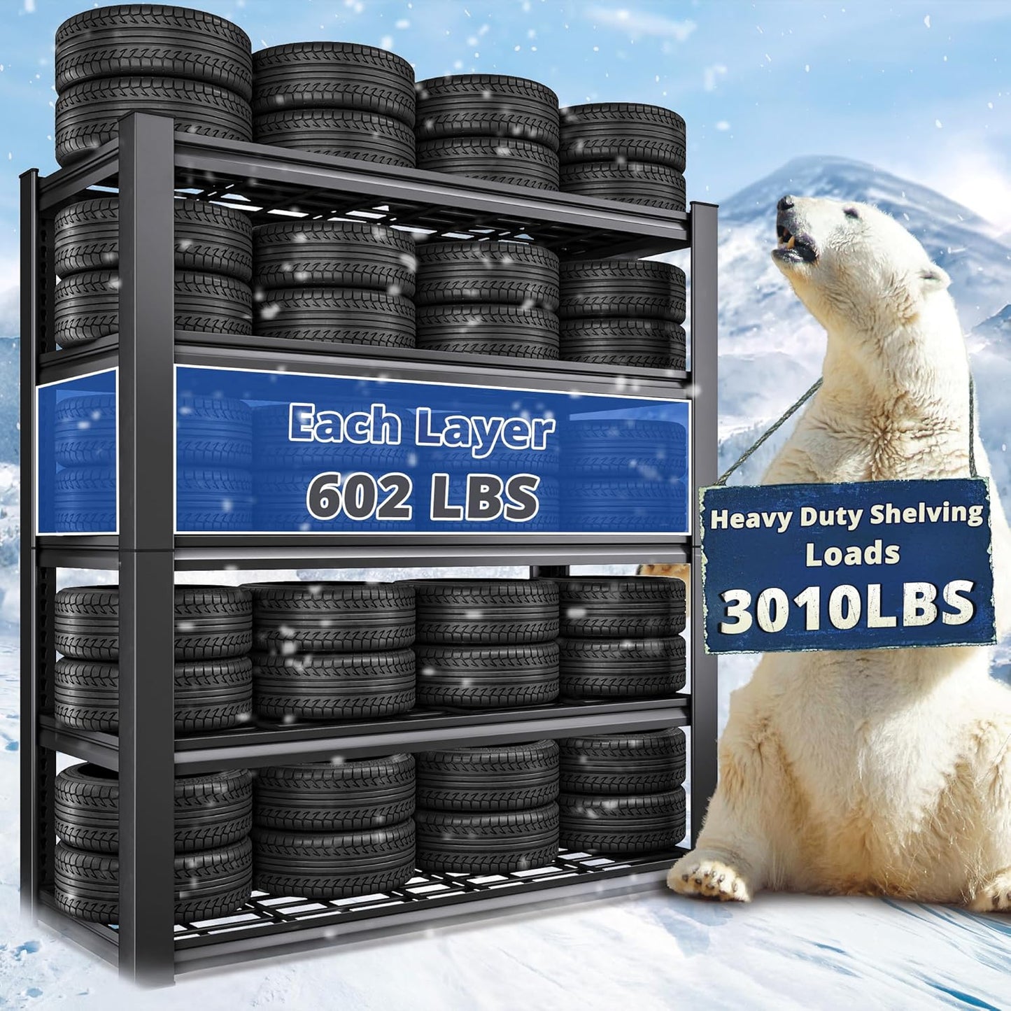 REIBII 3010LBS Storage Shelves 72" H Garage Shelving Heavy Duty Metal Shelving 5 Tier Adjustable Metal Shelves for Storage for Pantry Kitchen Basement 72" H x 35.5" W x 16" D, 2 Pack