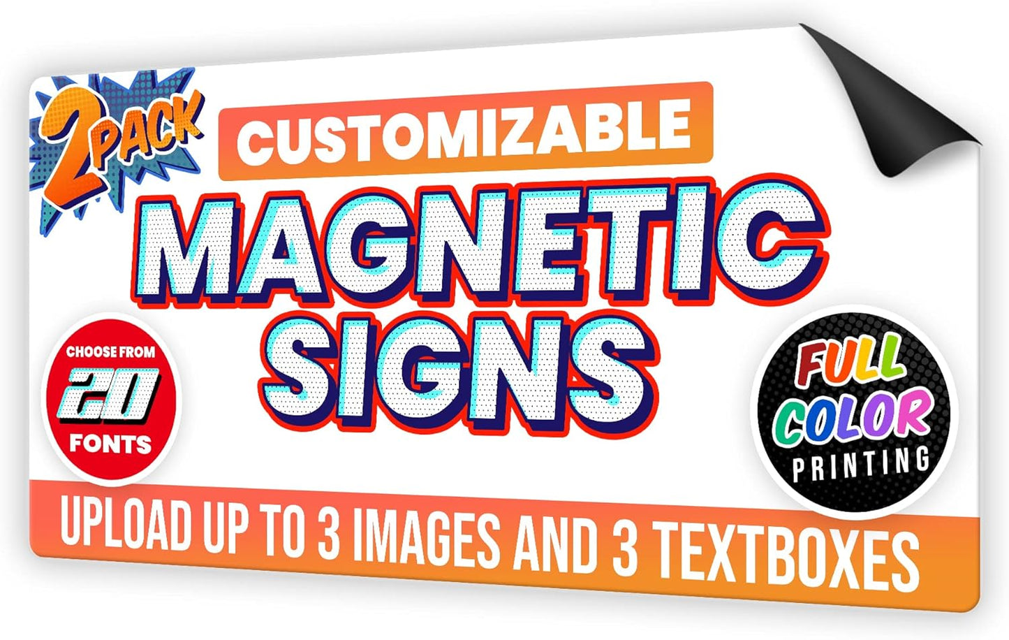 2-Pack,12"x24" Custom Magnet Signs in Full Color for Business and Advertising, 30 mil Customized Vinyl Car Magnets, Personalized Magnetic Sheets for Company Storefront & Vehicles (Rounded Corners)