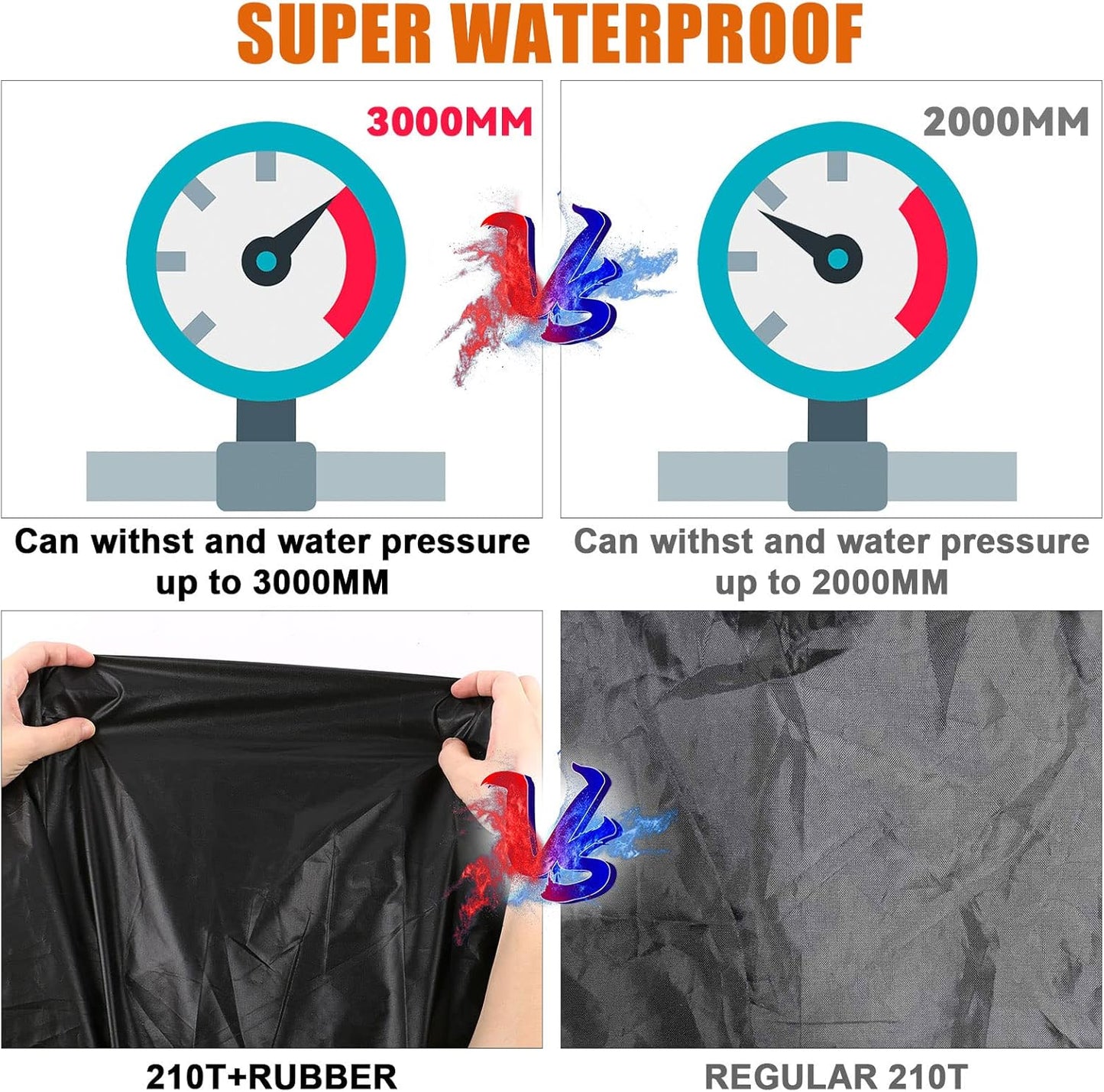 Car Cover Waterproof All Weather Compatible with 1950-1992 VW Bus T1 T2 T3, Volkswagen Vanagon Full Car Cover with Door Zipper, Windproof Strap, Storage Bag