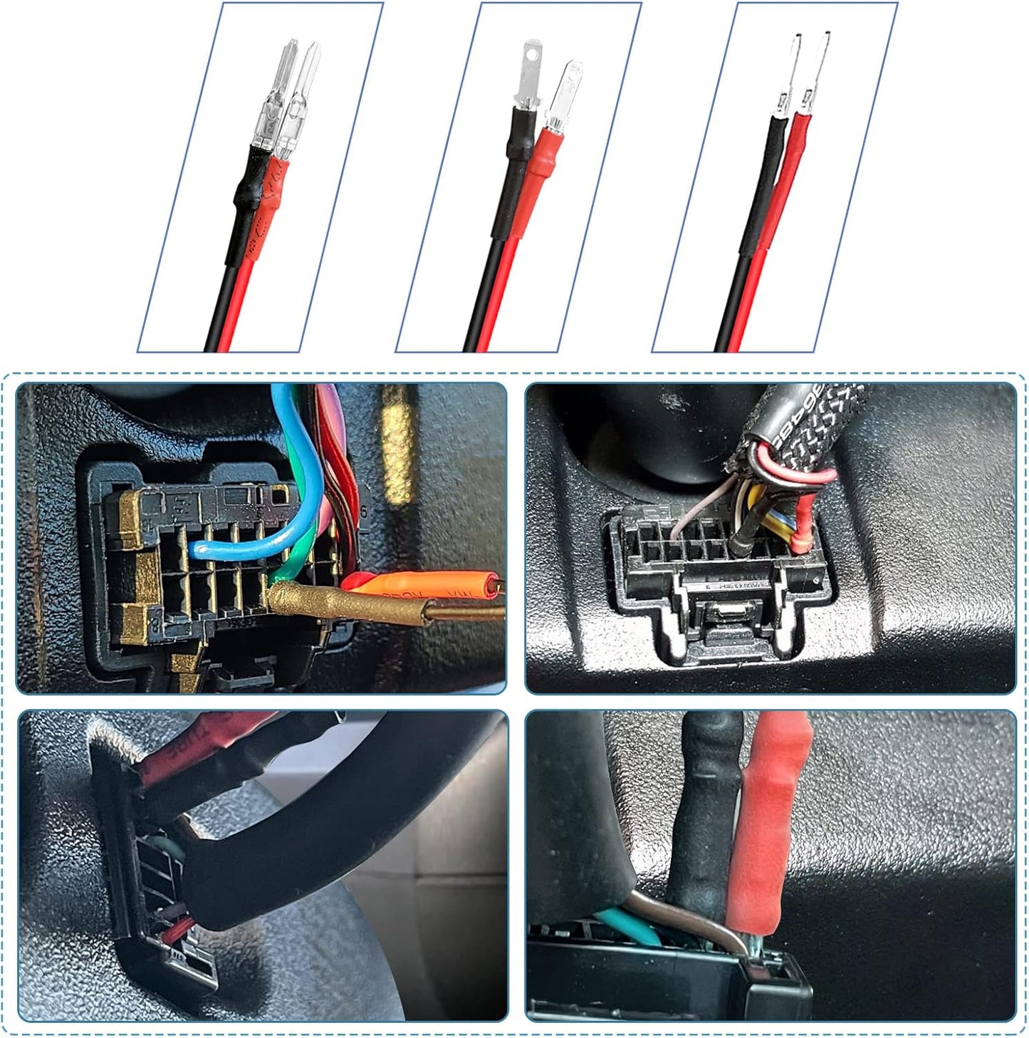 Radar Detector Hardwire Power Cord, Rearview Mirror Plug Cable, with Inline Fuse Holder,Suitable for Uniden Escort Beltronics Valentine One Cobra Whistler Radar Detector,3-Piece Set,9.8'' (DC3.5)