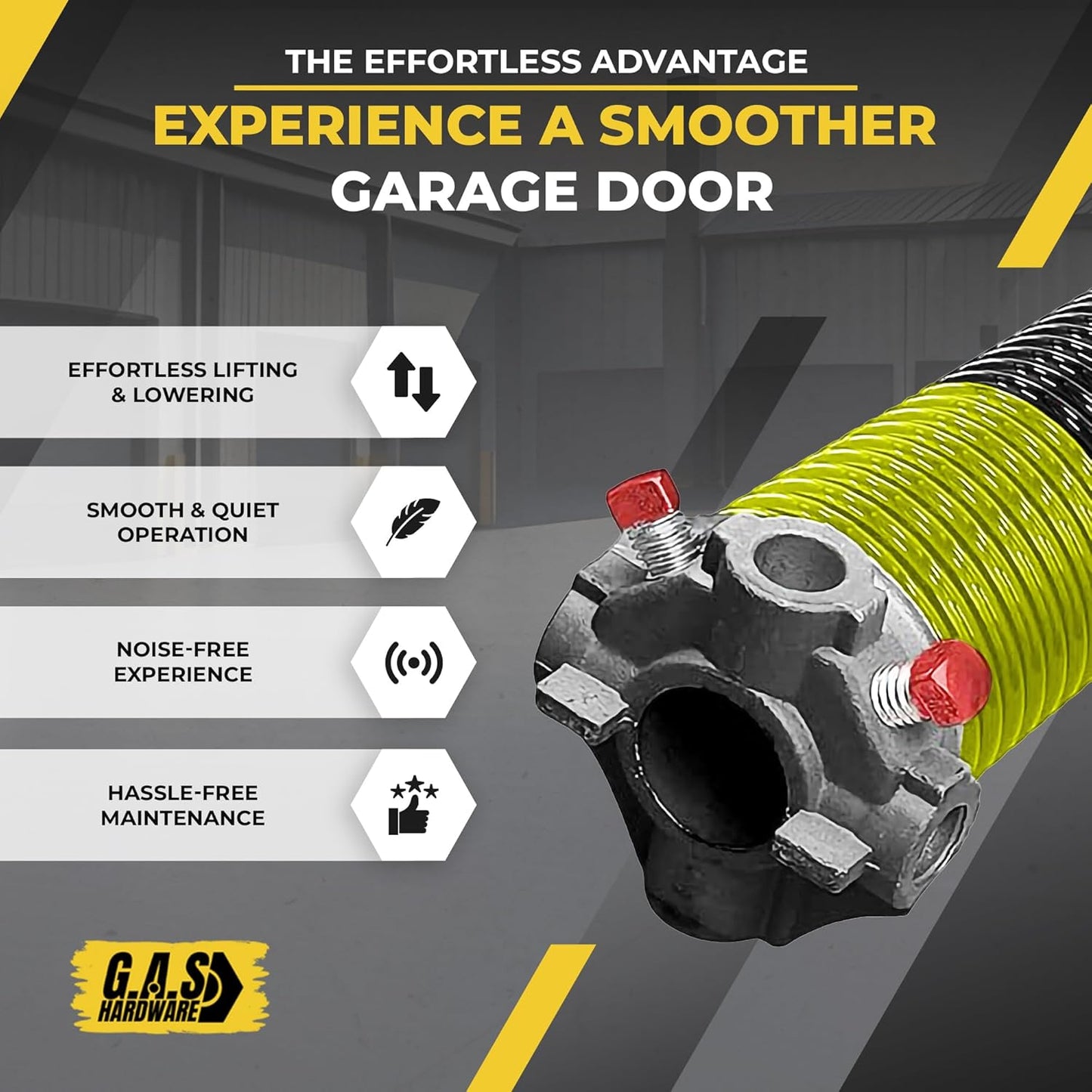 Garage Door Torsion Spring 207x1.75x30 Includes 1” Steel Bearing, Gloves, Manual, and Winding Bars for Right Side of Garage Door Precision E-Coating 5-Year Warranty Min. 30,000 Cycles (Black Cone)