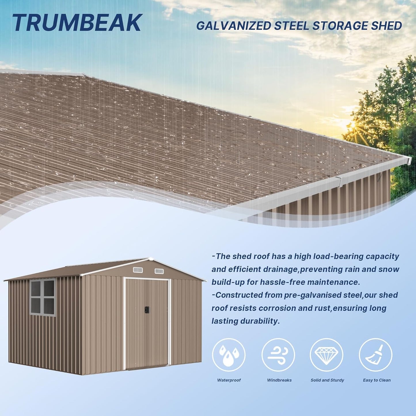 10FT x 8FT Metal Outdoor Storage Shed,Garden Sheds & Outdoor Storage w/Lockable Sliding Doors & Air Vent,Metal Shed for Backyard,Garden,Patio,Lawn