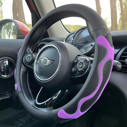 PINCTROT Large Size Comfy Grip Steering Wheel Cover, Anti-Slip Design, 15.5-15.75 Inch(Silicone Purple)