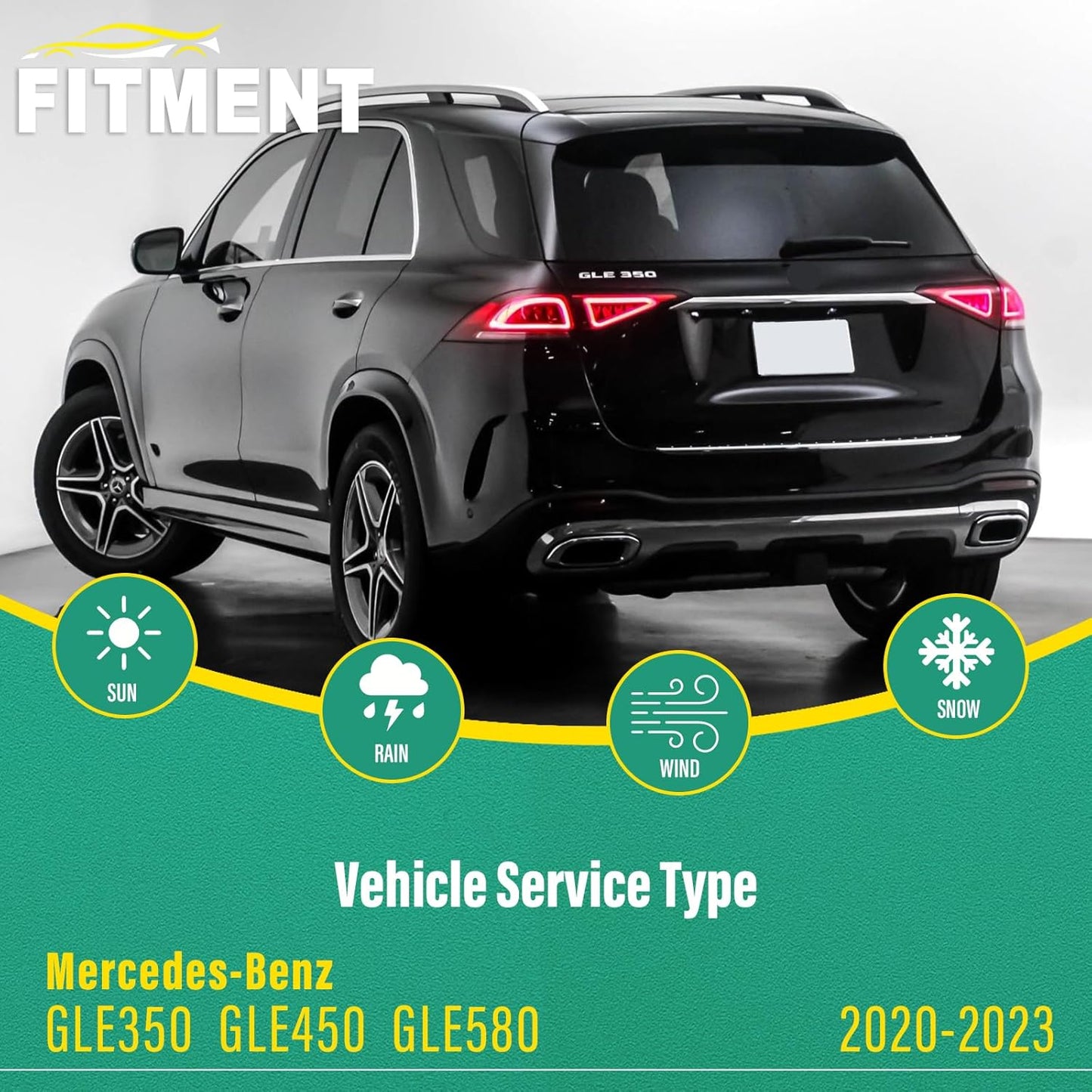 26" 22" 13" Windshield Wiper Blades Replacement for Mercedes-Benz GLE350 / GLE450 / GLE580 2020 2021 2022 2023 Premium All Weather Front Rear Wipers Set - OEM Quality (Pack of 3)