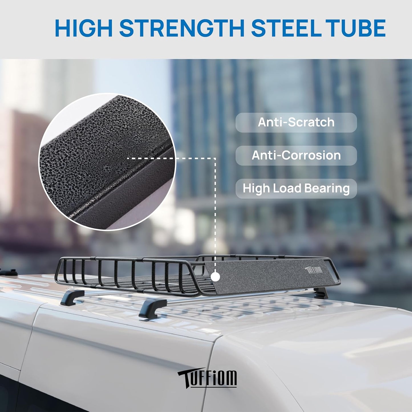 Bonnlo 250lbs Rooftop Cargo Carrier,46×36×6inch Universal Roof Rack Basket with 4×Straps,Car Top Rack Luggage Holder for SUV/Truck/Van