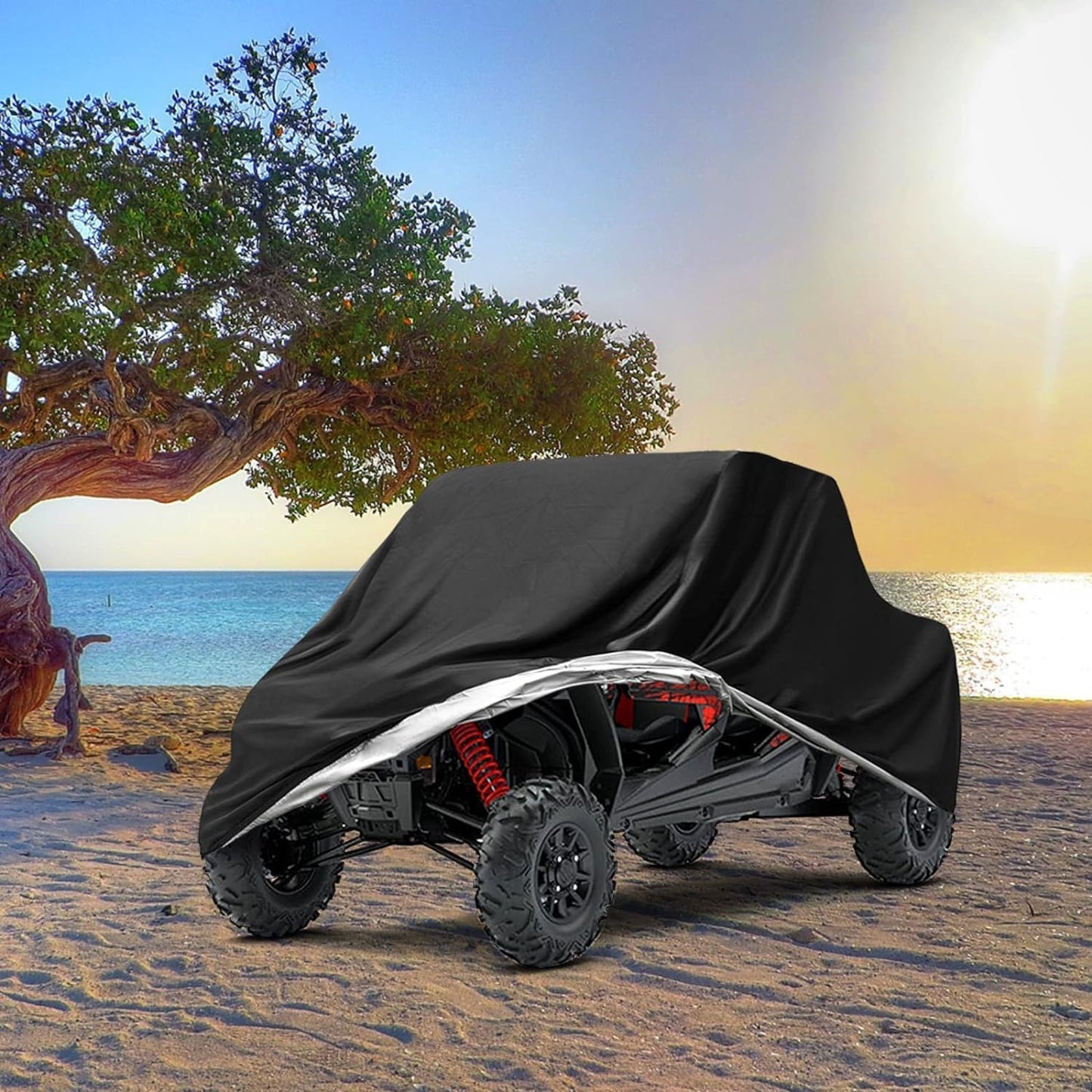 NEVERLAND UTV Covers Heavy Duty - Side by Side Cover Waterproof 300D Outdoor Storage Waterproof Black Compatible with Polaris Ranger Can am Yamada Protection 157.48"x 66.92"x 76.77"(400x170x195cm)