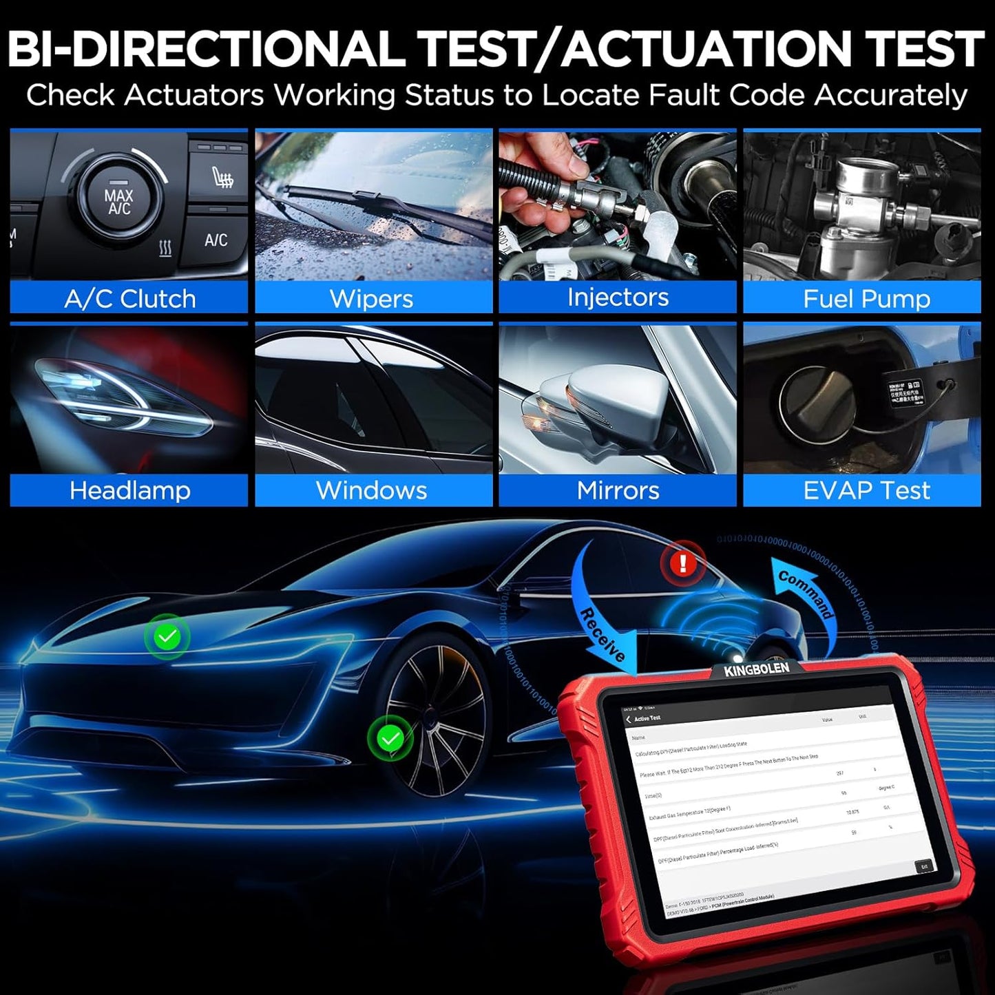 KINGBOLEN K10 Pro Bidirectional Test Diagnostic Scan Tool Bluetooth OBD2 Scanner Full System 10" Screen Code Reader Topological Graph 40+ Reset ECU Coding ADAS DoIP&CAN-FD FCA SGW 2 Years Free Update