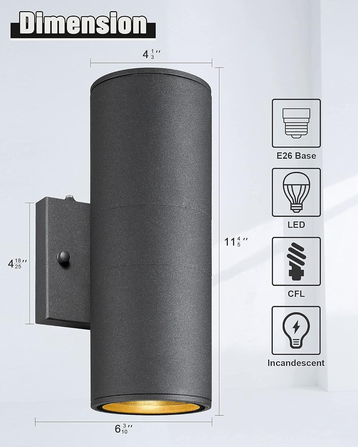 Ken & Ricky Outdoor Wall Light, Dusk to Dawn Sensor Exterior Light Fixture, Up and Down Wall Sconce with Photocell Sensor for Porch Patio Garage House Entryway-1 Pack