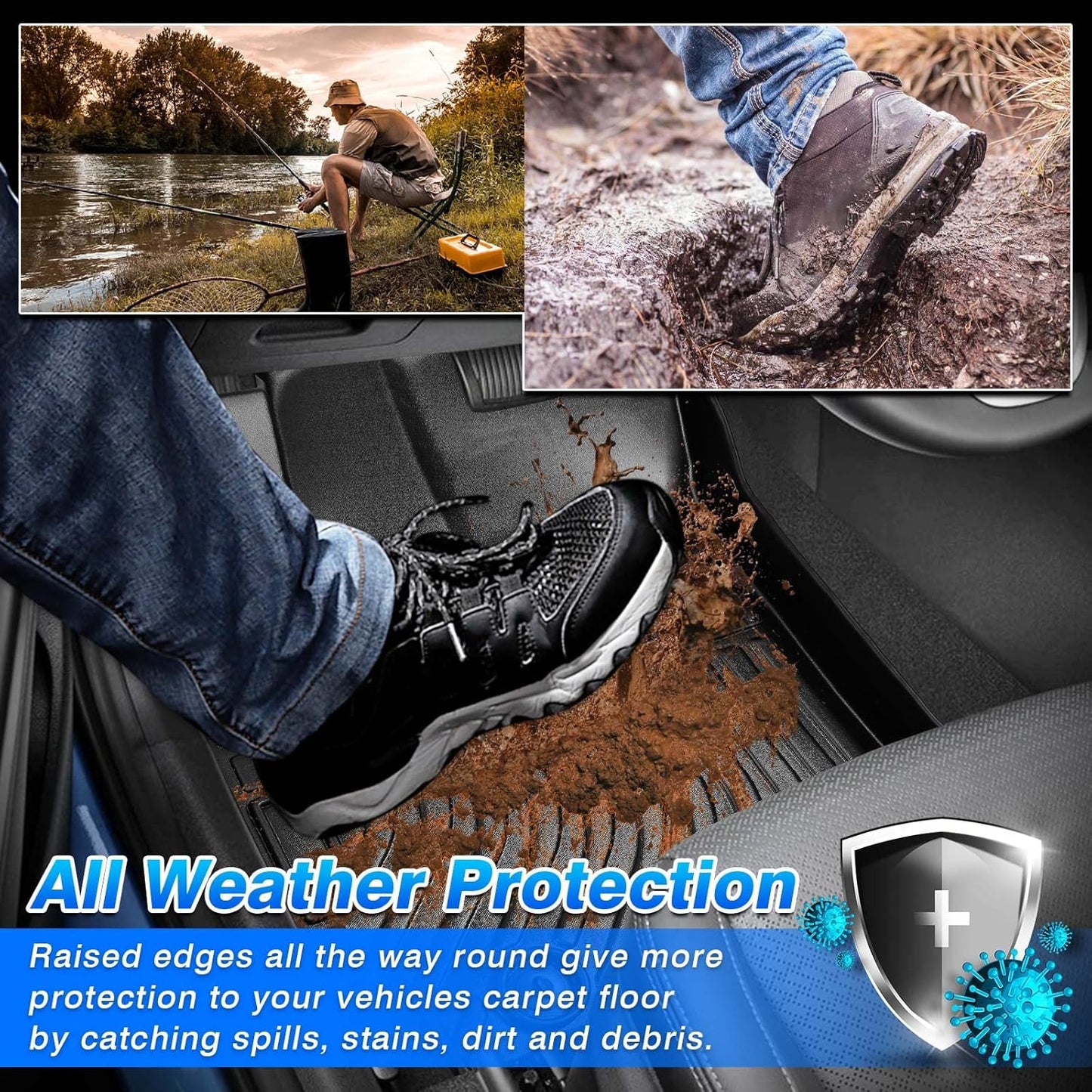 Floor Mats for Ford Escape (Hybrid/Plug-in Hybrid) 2020-2025 2026, All Weather Floor Liner for Escape Accessories Heavy Duty Waterproof