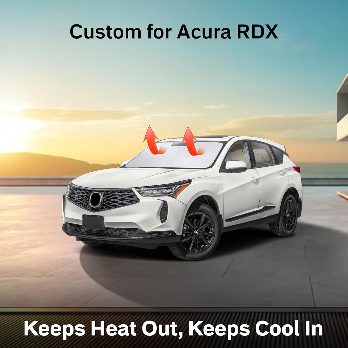 for Acura RDX 2019-2024 2025 Windshield Sunshade Compatible-EcoNour 240T Polyester Material Cars Sun Visor Reflector Blocks UV Rays - Foldable Sunshade Interior Protection Acura RDX Accessories