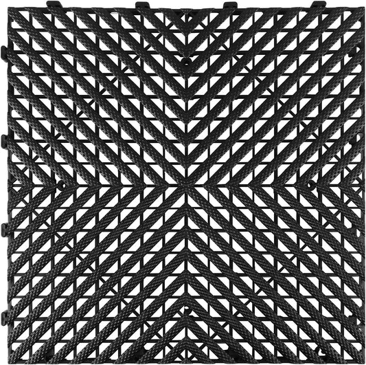 Interlocking Garage Floor Tiles - 0.79in,Vented, Self-Draining, Non-Slip Flooring, Modular, Virgin Polypropylene, Ideal for Garages, Patios, Basements, Decks -51.6 sq ft (Black, 30PCS)