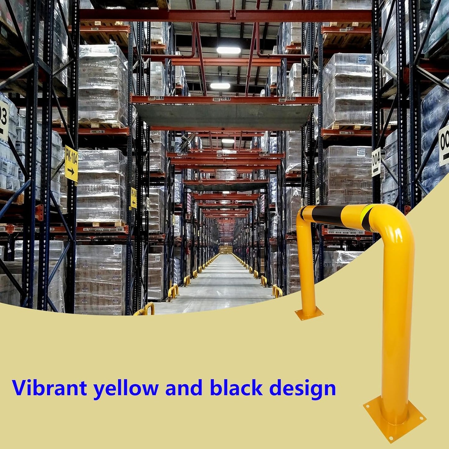 51.2"x 35.4" Hollow Machine Safety Vehicle Industrial Guard Barrier Bollard with Anchor Bolts For Warehouse Roadside Traffic Parking Area, 2 Pack, Yellow