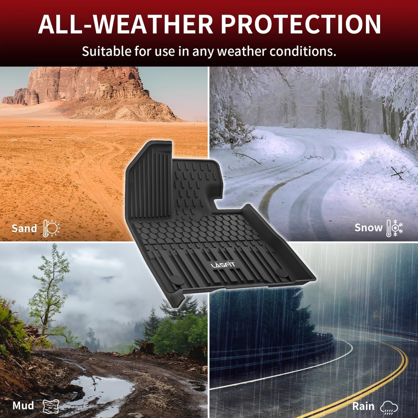 LASFIT Floor Mats for Toyota Sienna 8 Seats 2021-2024 2025 All Weather TPE Custom Fit Floor Liner for Toyota Sienna LE/XLE 8 Passenger Front and Rear Car Mats, Black