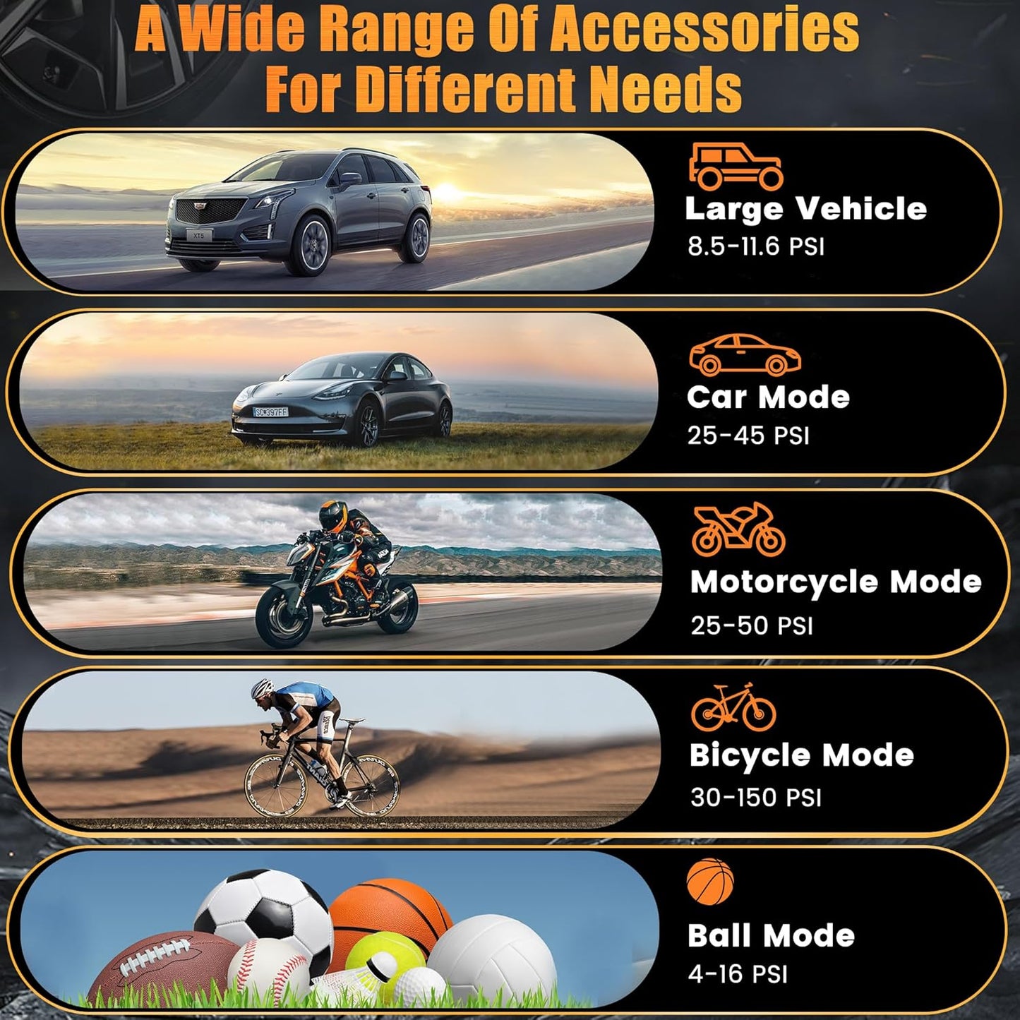 Tire Inflator Portable Air Compressor-180PSI Air Pump for Car Tires-Cordless Tire Pump with Pressure Gauge, Cigarette Lighter Plug for Motorcycle, Bike, Ball, Dual-Use Type