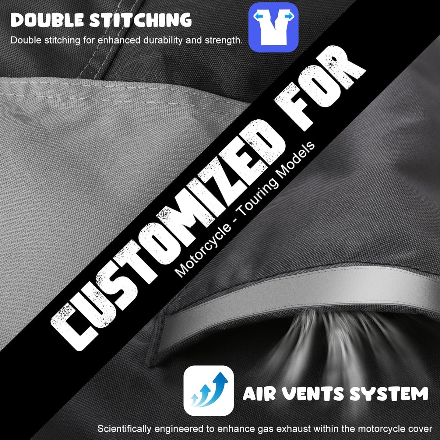 Motorcycle Cover Storage for Touring Models Harley Davidson Road King,Road Glide,Street Glide, Electra Glide,Heritage Classic,Low Rider-ST,and Most Motorcycles RED