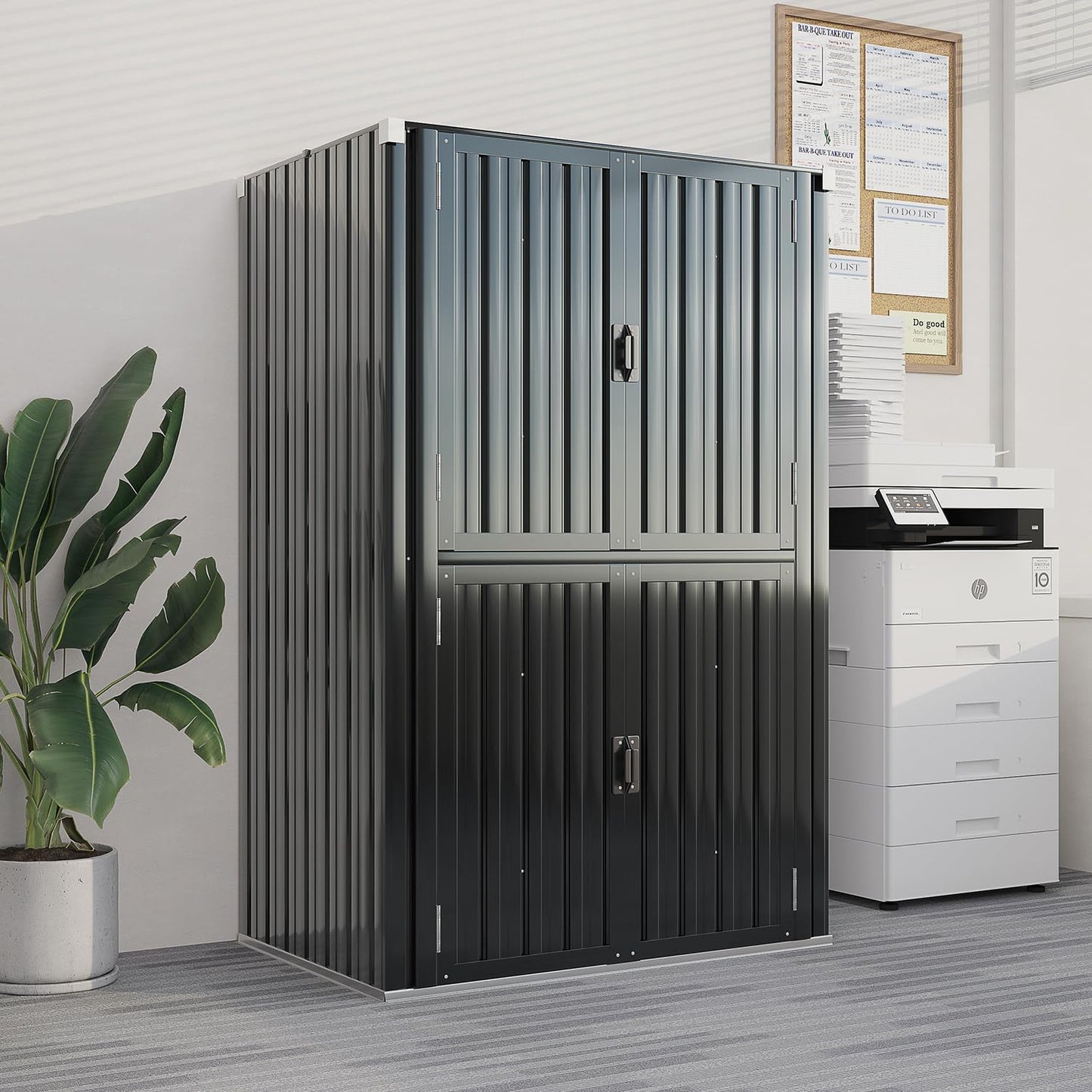 AECOJOY Outdoor Storage Cabinet Waterproof with Shelves, Dark Grey Lockable Vertical Outdoor Cabineyt, Large Storage Shed Tall Weatherproof Outdoor Cabinets Garden Sheds & Outdoor Storage Clearance