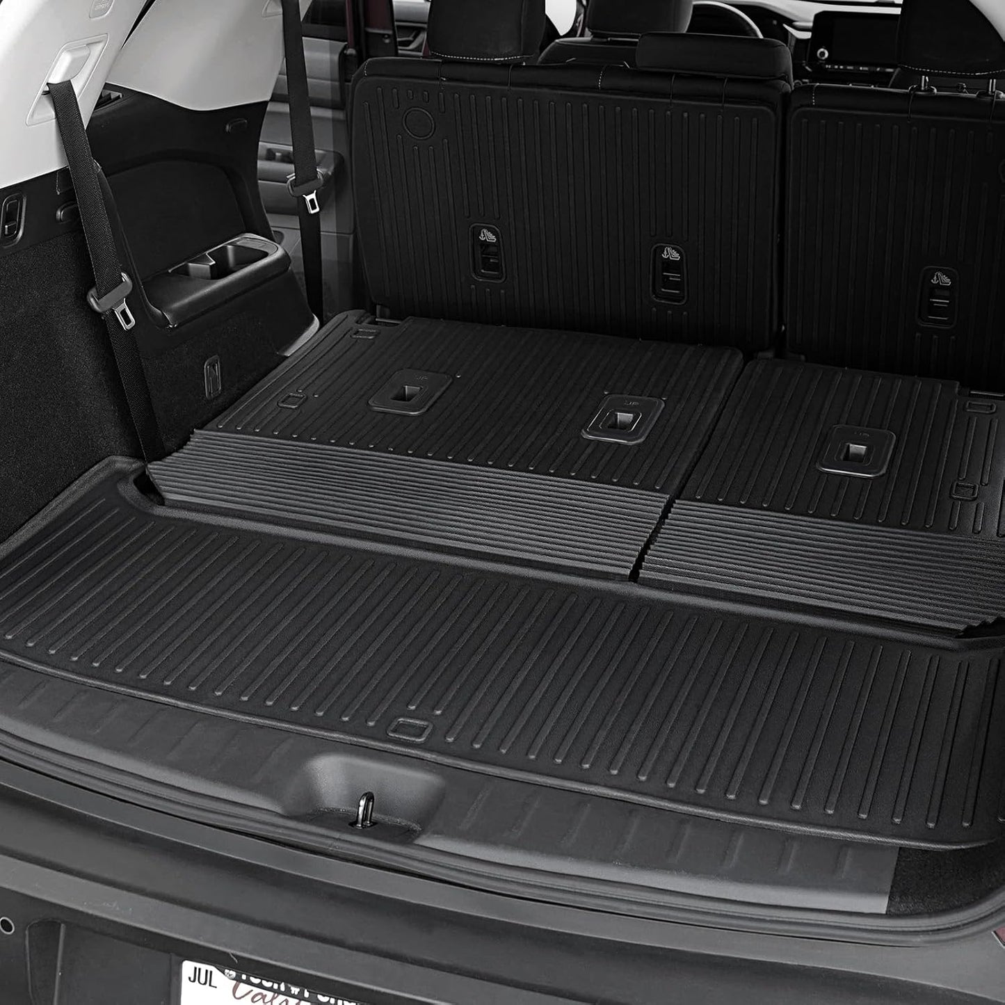 Floor Mats Set for 2022-2025 Nissan Pathfinder 7/8 Seats Accessories, Full Coverage All Weather Floor Mats Cargo Mat with Backrest Protectors - Includes Trunk Lower Mat & Door Sill Guards