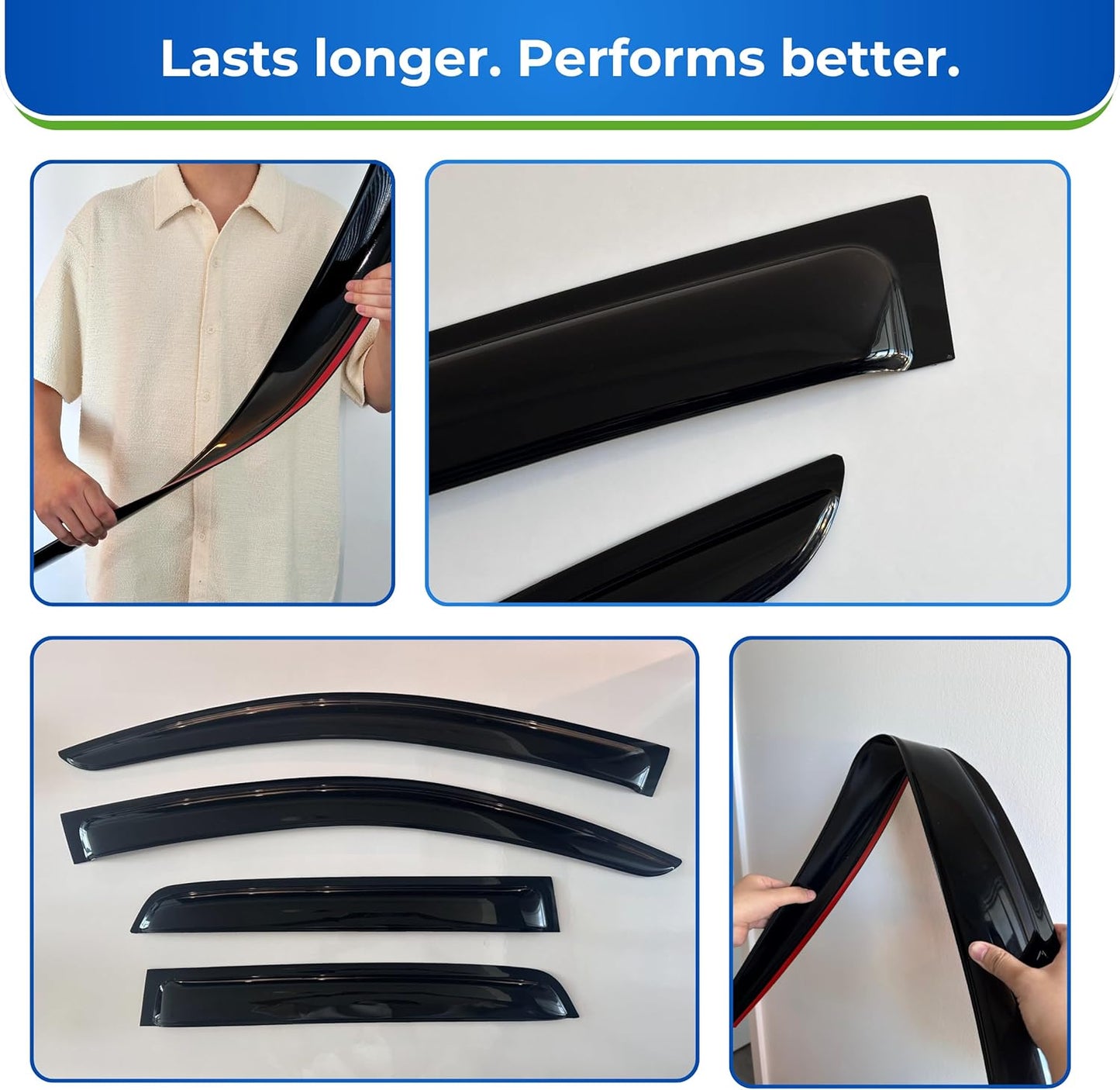 KPY Window Visor Compatible with Kia Rondo 2007-2009, Rain Guard Window Vent Deflectors Tape-On Style, 2007 2008 2009