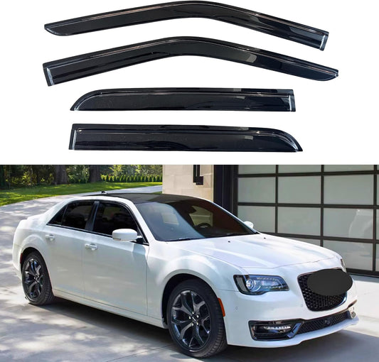 KPY Window Visor Compatible with Chrysler 300 2011-2023 (Excludes Touring Model), 4PC Rain Guard Side Window Vent Deflectors Tape-On Mugen Style, 2012 2013 2014 2015 2016 2017 2018 2019 2020 2021 2022