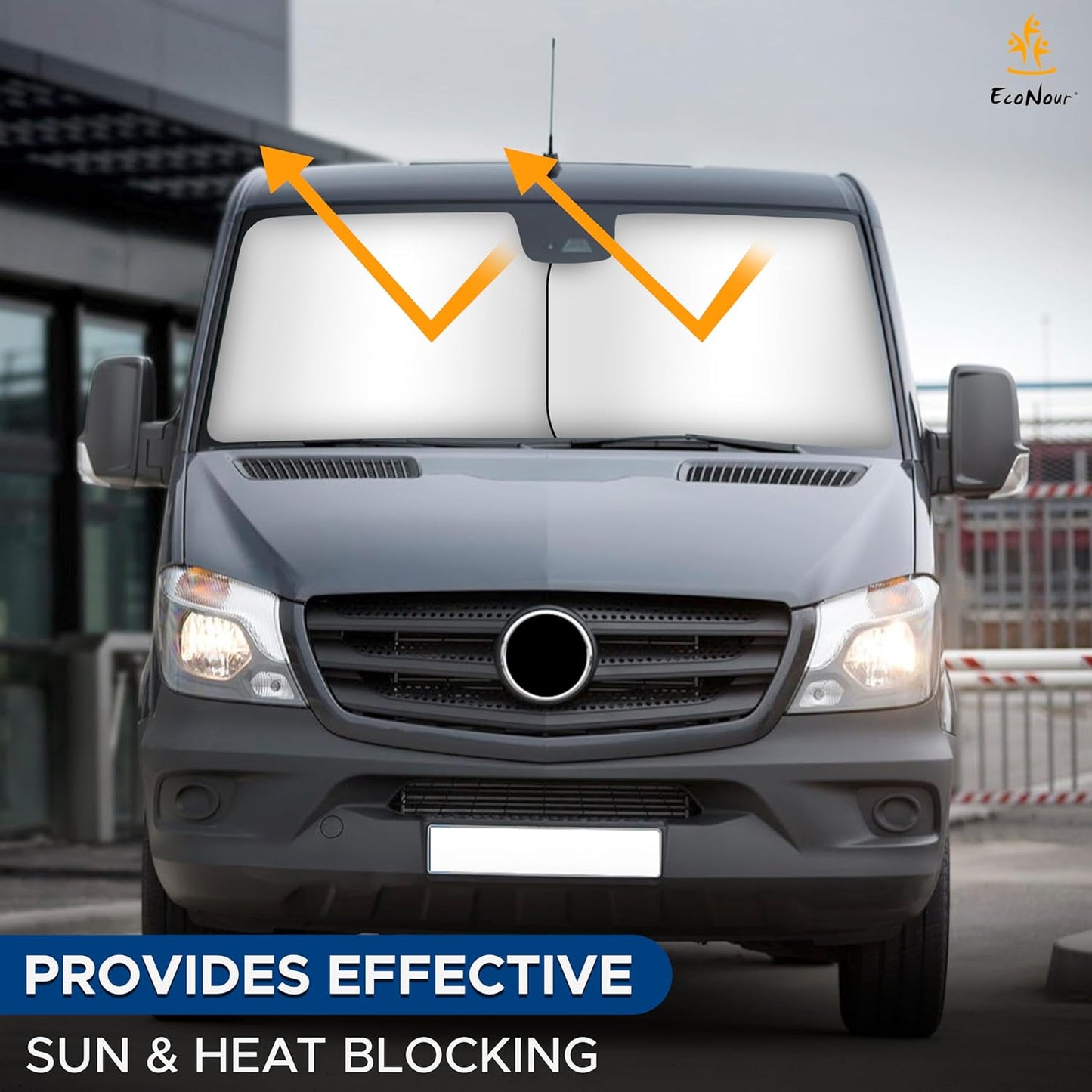 EcoNour 2-Piece Truck Sun Shade for Windshield, Truck Sun Protector Offers Sun Protection, Keeps You Cool, Foldable Automotive Interior Accessories for Comfortable Ride, Large (32.5 in x 36 in)