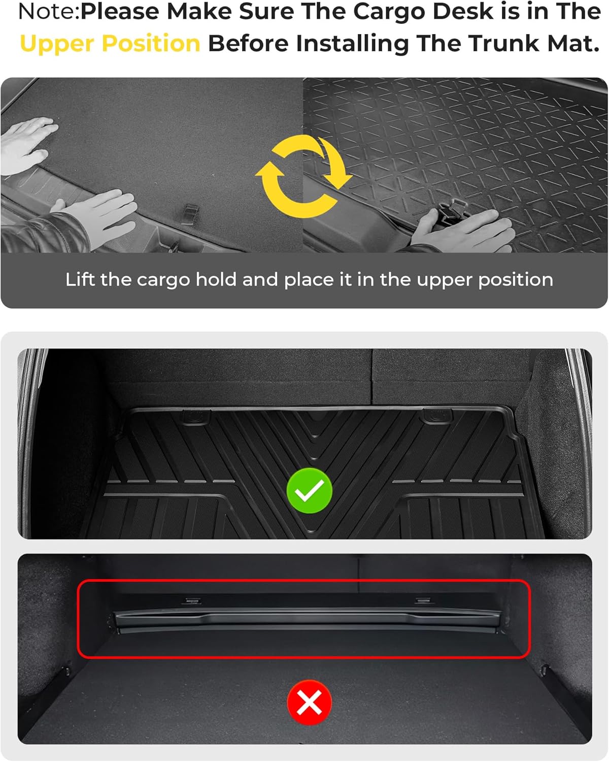 3W Cargo Liner Fit for Honda CR-V 2023 2024 2025 2026 (Include Hybrid) TPE Custom Fit All Weather Honda CRV Accessories Odorless Anti-Slip Mats Trunk Mats Black(Upper Position)