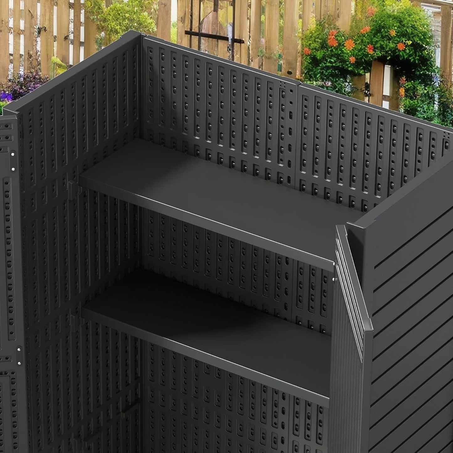 YITAHOME 2-Piece Metal Storage Shed Shelves for 59 cuft Vertical Outdoor Storage Shed，51 in x 13.8 in Shelf with 8 Screws, Easy Assembly, 22 lbs, Black