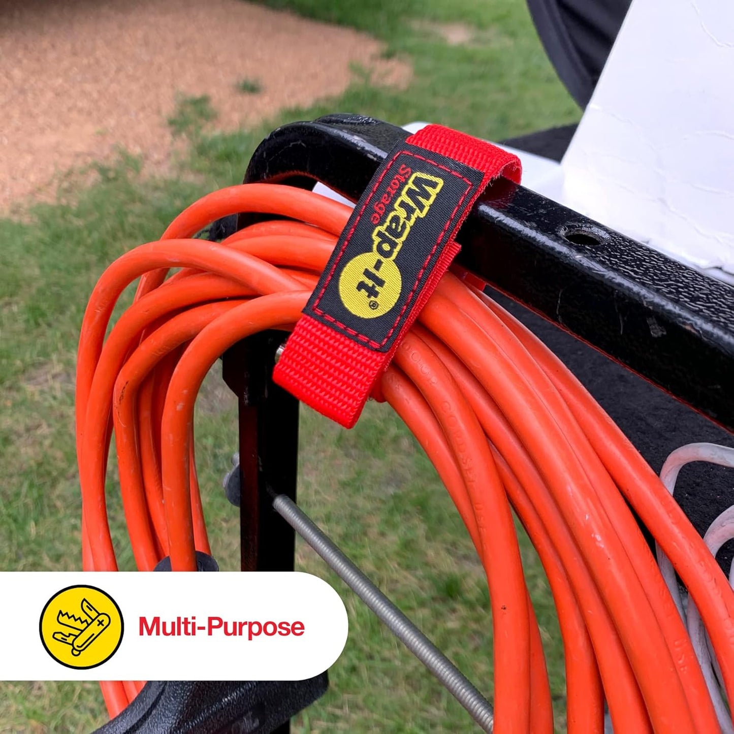 Wrap-It Storage Quick-Strap Cord Wraps, 9 inch (12 Pack) Red - Hook and Loop Strap, Extension Cord Holder Gifts for Boat, Rope, Hose, and Cable Storage and Organization