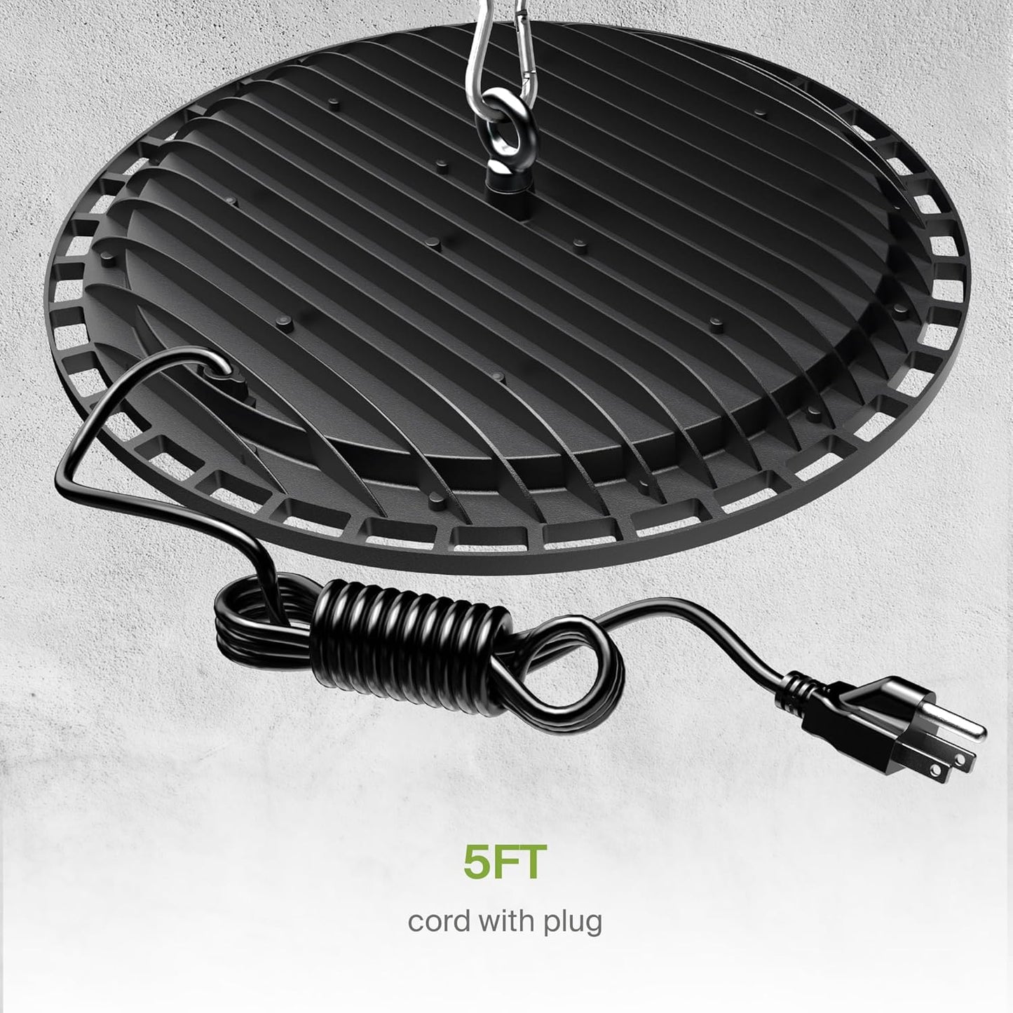 ASD LED High Bay UFO Light Fixture, Commercial Shop Lighting | Plug & Play Cable, IP65 Waterproof, ETL Listed | 200W 23900LM 5000K 100-277V | Warehouse, Garage, Workshop, Barn Lamp | Black, 6 Pack