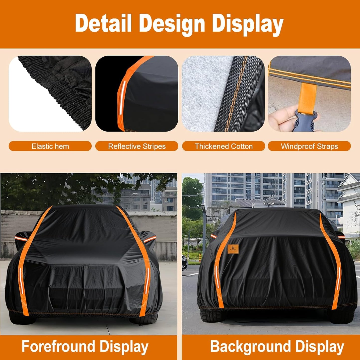 Hatchback Car Cover Waterproof All Weather for Automobiles Compatible with Volkswagen, Toyota, KIA Fit UV Protection Sun All Weather Outdoor Fit Compact Cars for Hatchback 171 ’’