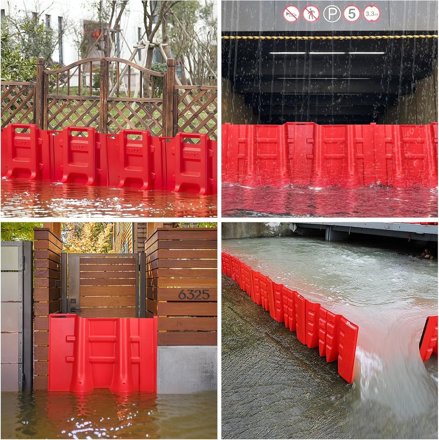 Flood Prevention Barrier, ABS L-Type Baffle Water Barrier Reusable, Door Flood Barriers for Home, Removable Combined for Garage Doors, Warehouses, Basements and School (17pcs)