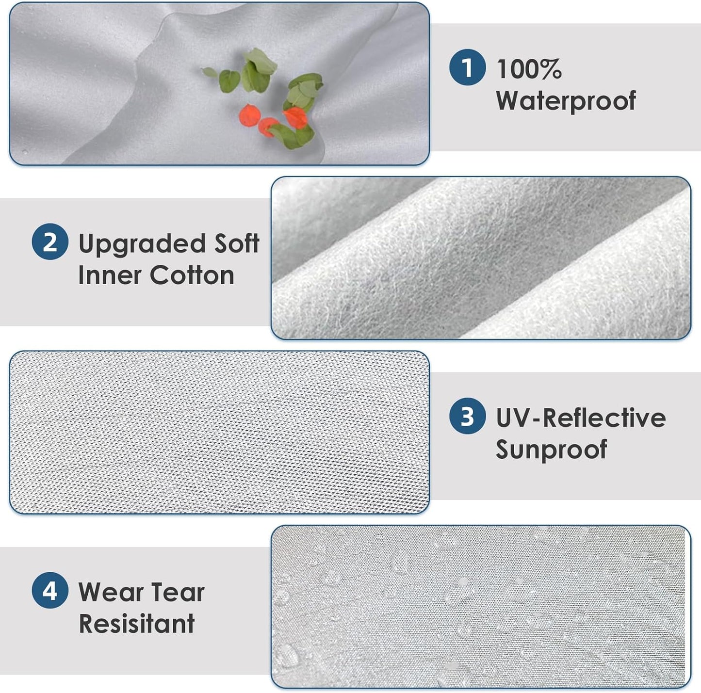 AUQDD 6-Layers Premium MPV Car Cover Waterproof All Weather Weatherproof UV Sun Protection Snow Dust Storm Resistant Outdoor Exterior Custom Form-Fit Full Padded Car Cover with Straps 199"-210" K17