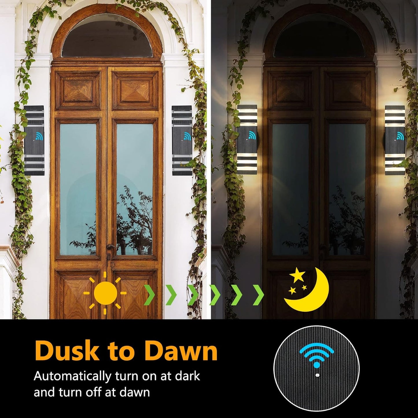 tewei 4 Pack Dusk to Dawn Outdoor Light Fixture, Black Exterior Wall Lights Up and Down Porch Lights Outdoor Wall Mount Waterproof Aluminum Outside Lights for House Garage, 3-Layer, 3000K