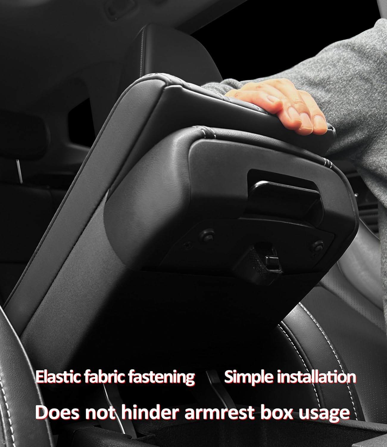 Car Center Console Cover pad PU Leather,Black Armrest Box mat, Vehicle Arm Rest Cushion Protector,Memory Foam napa Leather,Consoles Hand Rest Pillow(sizeA 12 x 5.9 x 2.2 inch)