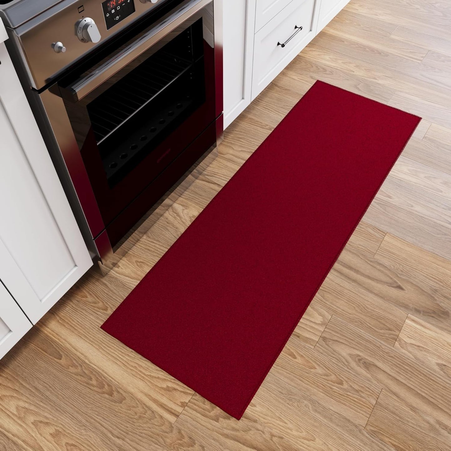 Ottomanson Hallway Runner Rug 2'2" x 6' Non Slip Solid Area Rugs Easy to Clean Laundry Rug Runner Durable & Pet Friendly Floor Carpet Runners for Hallways Entryway Living Room Kitchen, Red