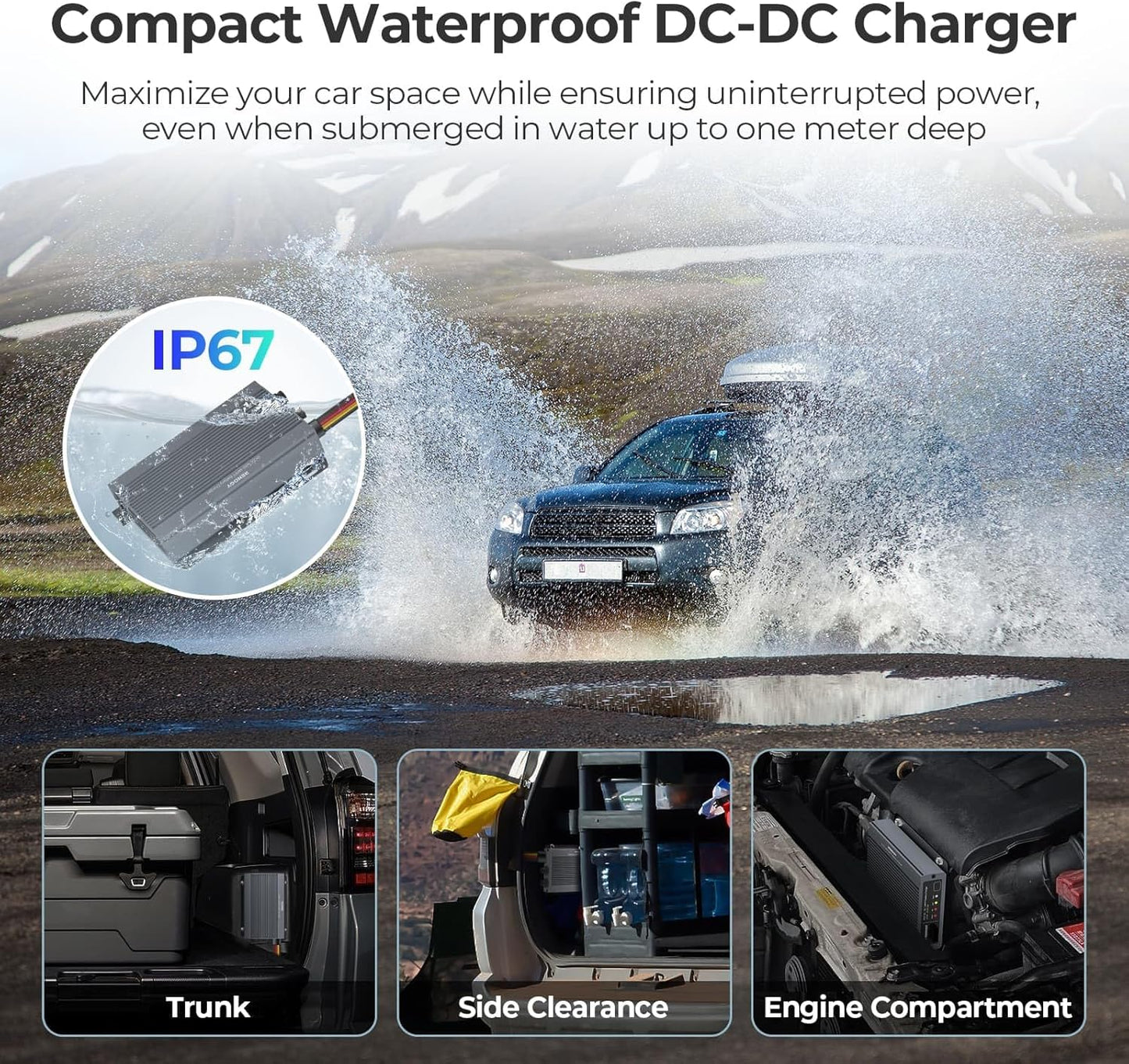 RENOGY 12V/24V 50A DC-DC Charger with MPPT - IP67 Waterproof Solar & Alternator Charger 720W Boost Buck Voltage Battery Chargers for RV, Marine, Lithium/AGM/Gel Batteries