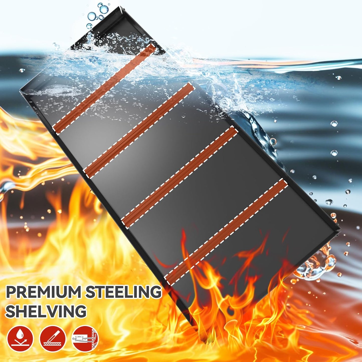 REIBII Garage Shelving Heavy Duty Garage Storage Shelves, Extra Large Adjustable Storage Rack with 5 Tier Metal Shelving Unit, 2500LBS Loads Heavy Duty Shelf, Easy Assembly, 2 Pack