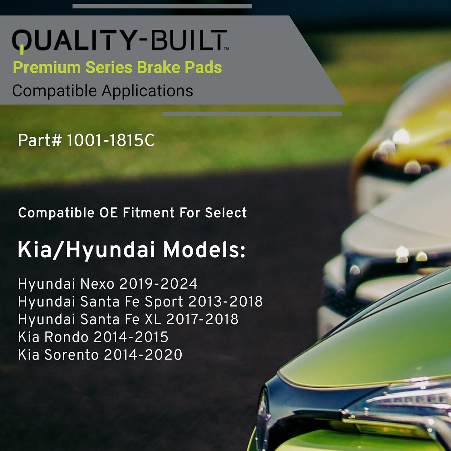 Premium Ceramic Front Brake Pads (1001-1815C) Compatible with Hyundai Nexo 2024-2019, Santa Fe Sport 2018-2013, Santa Fe XL 2018-2017, Kia Rondo 2015-2014, Sorento 2020-2014