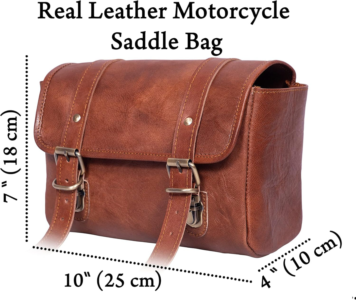 Genuine Leather Large Capacity Saddle Bag For Motorcycle Side Pouch Accessories Storage Panniers Motorbike Universal Handmade Saddlebags For Bike Commuters Handlebar Bicycle Brown Leather Tool Bag