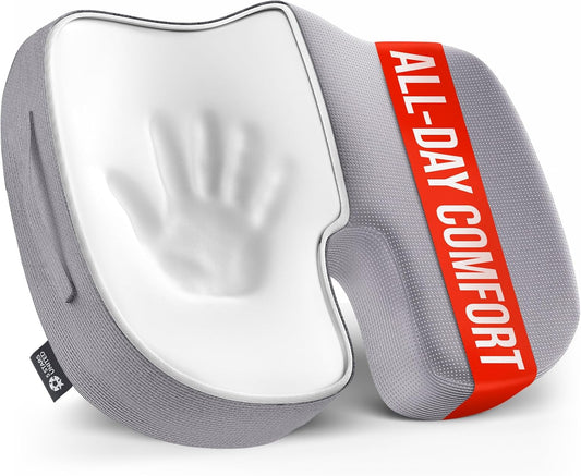 5 STARS UNITED Seat Cushion for Tailbone Pain Relief – Memory Foam Lifting Pillow for Coccyx, Hip, Hemorrhoid, Sciatica & Post-Surgery Recovery – Wheelchair, Car, Desk, Gaming & Office Chairs, L Gray