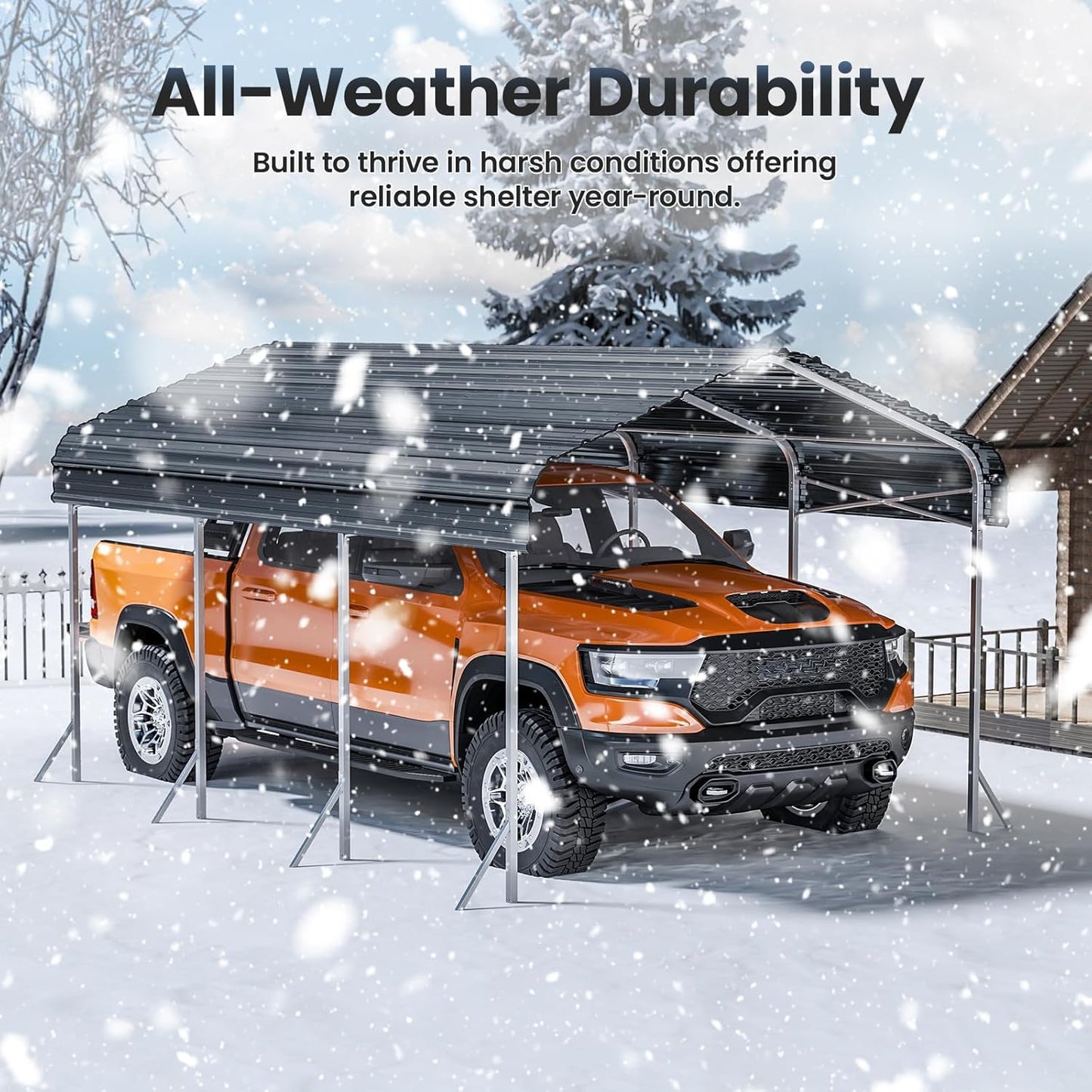 Heavy Duty Metal Carport – Sturdy Structure, All-Weather Protection, Easy Assembly for Cars, Trucks, Boats, Tractors, and Outdoor Storage (Gray, 10X15 FT)