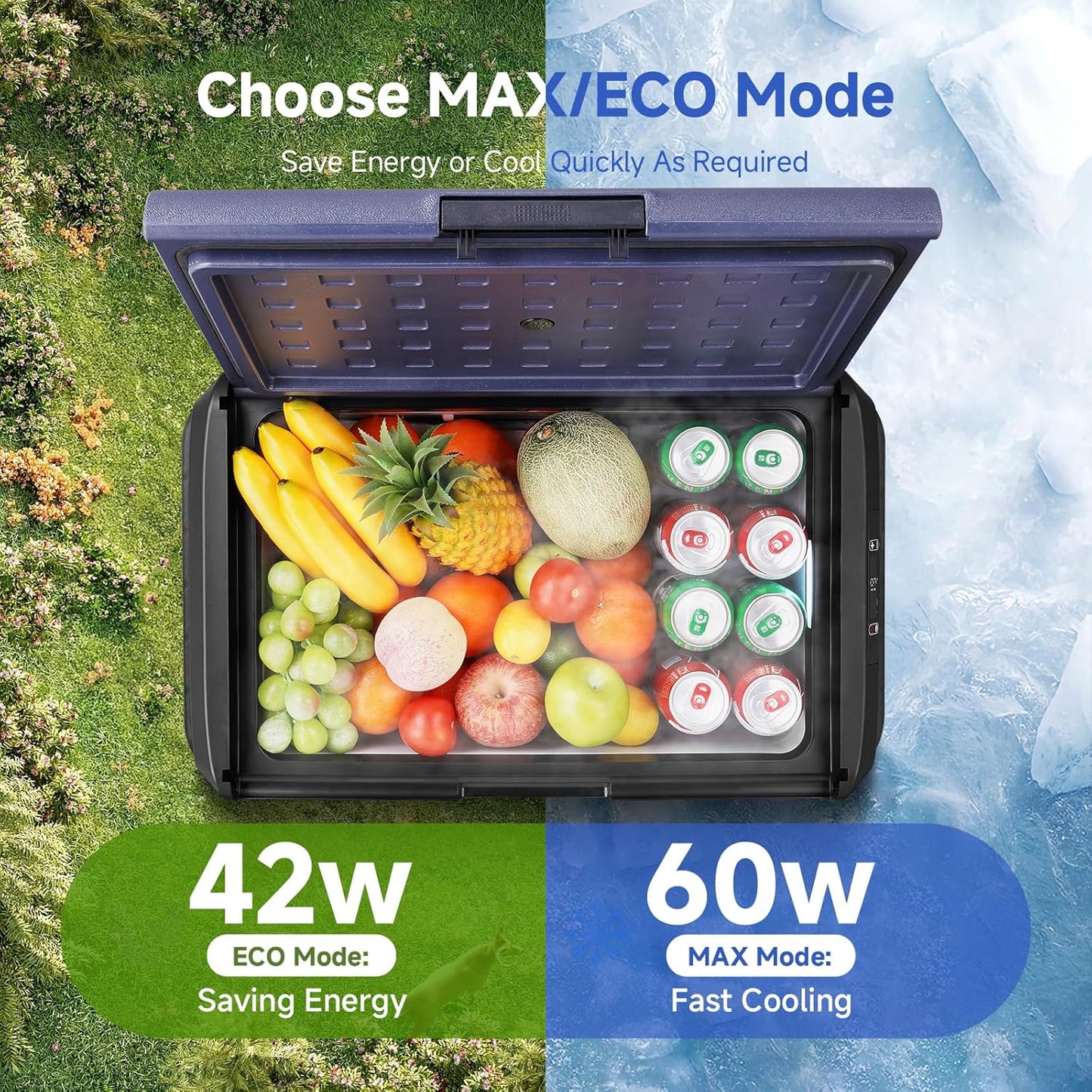 BODEGACOOLER 12v Car Refrigerator, 63QT(60L) IPX4 Waterproof Electric Cooler, APP Control Car Fridge with 12/24V DC 110-240V AC, -4℉~68℉, Portable Freezer for Truck Van RV Camping, Travel,Home