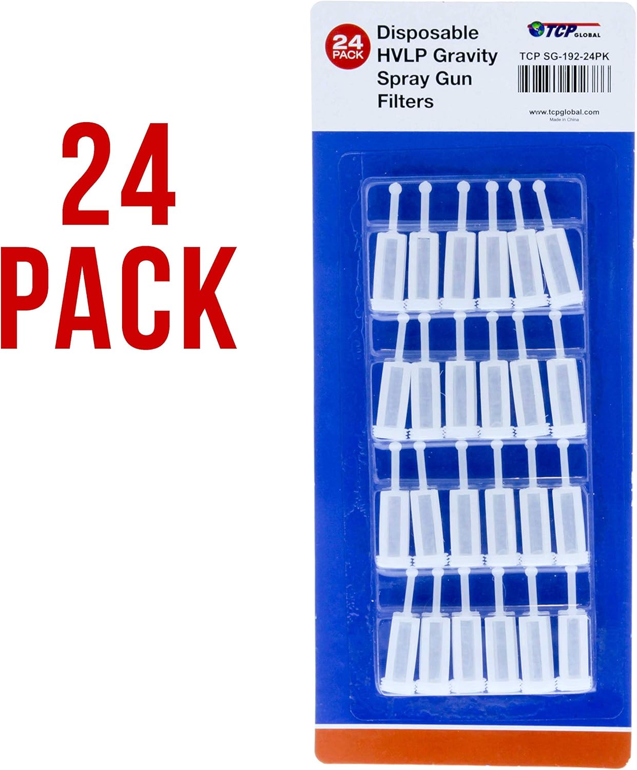 TCP Global Disposable HVLP Gravity Spray Gun Filters Fine Mesh (Pack of 24) - Universal Size Fits Most Gravity Feed Spray Guns to Strain and Catch Dirt Particles in Paint Coatings, Auto