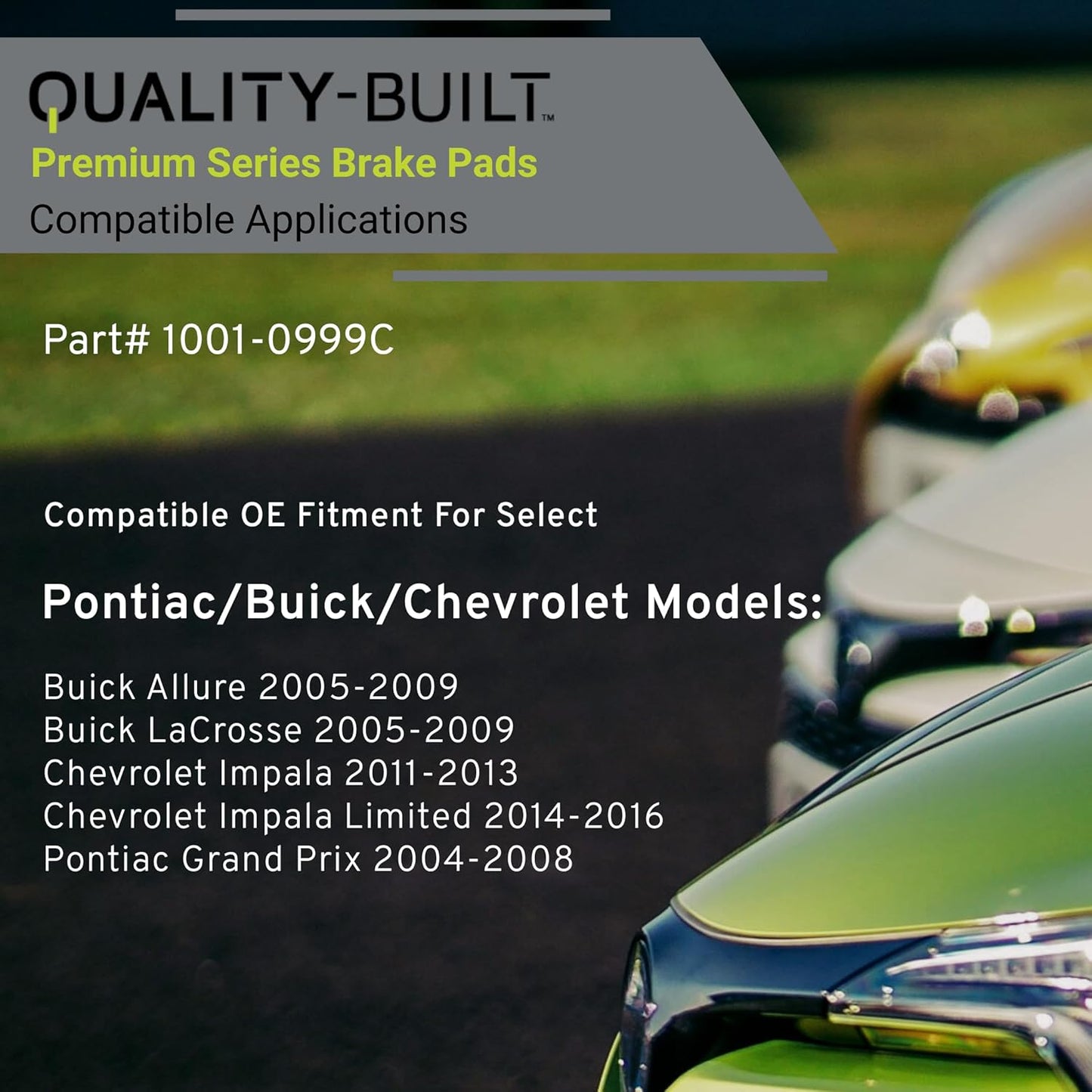 Premium Ceramic Rear Brake Pads (1001-0999C) Compatible with Buick Allure 2009-2005, LaCrosse 2009-2005, Chevrolet Impala 2013-2011, Impala Limited 2016-2014 & More