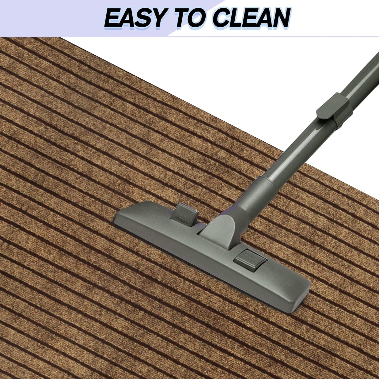 Custom Size Backed Non-Slip Area Rugs Runner, Easy Clean, Waterproof Runner Rugs for Hallway Entryway, Kitchen, Laundry, 3FT x 50FT, Brown Stripe