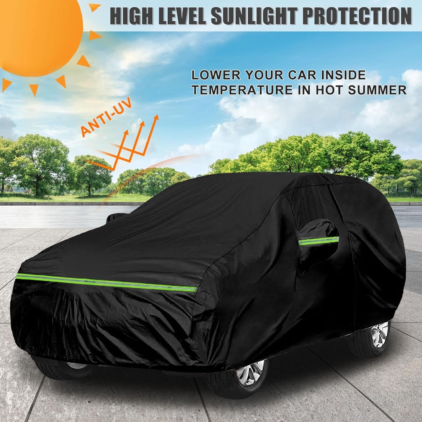 Waterproof Car Cover Compatible with Toyota Venza 2009-2024, Black 210T Inside Cotton Cover with Door Zippers for Snow Rain Dust Outdoor Protection