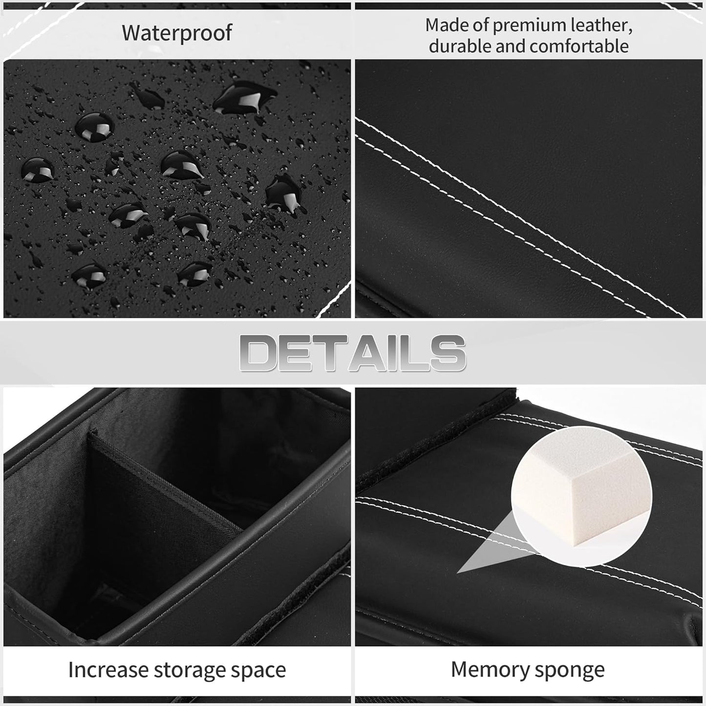 JEYODA Upgraded Car Armrest Cover,Premium Leather Car Armrest Cover Cushion with Storage Holder, Caddy for car (red)