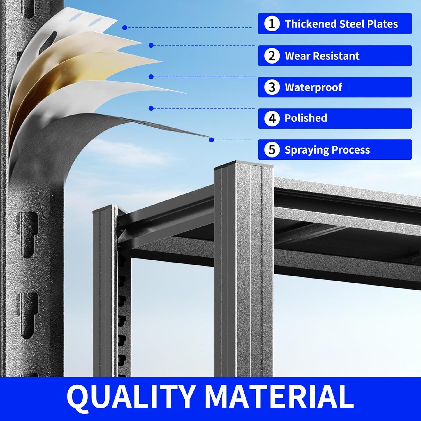 Metal Storage Shelving Heavy Duty, Shelves Unit for Garage, Adjustable 5 Tier Storage Rack, Industrial Utility Shelf for Garage, Warehouse, Basement, Kitchen,12"D x 27.6"W x 60.8"H, Black