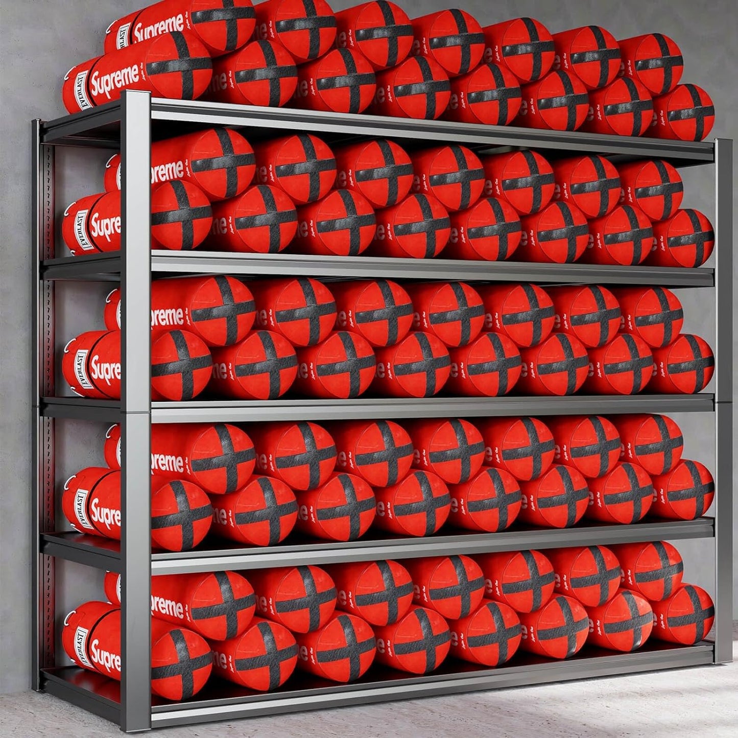 65" W Heavy Duty Garage Shelving, 84" H Garage Storage Shelves, 5 Tier Metal Shelving Unit, Commercial Shelving