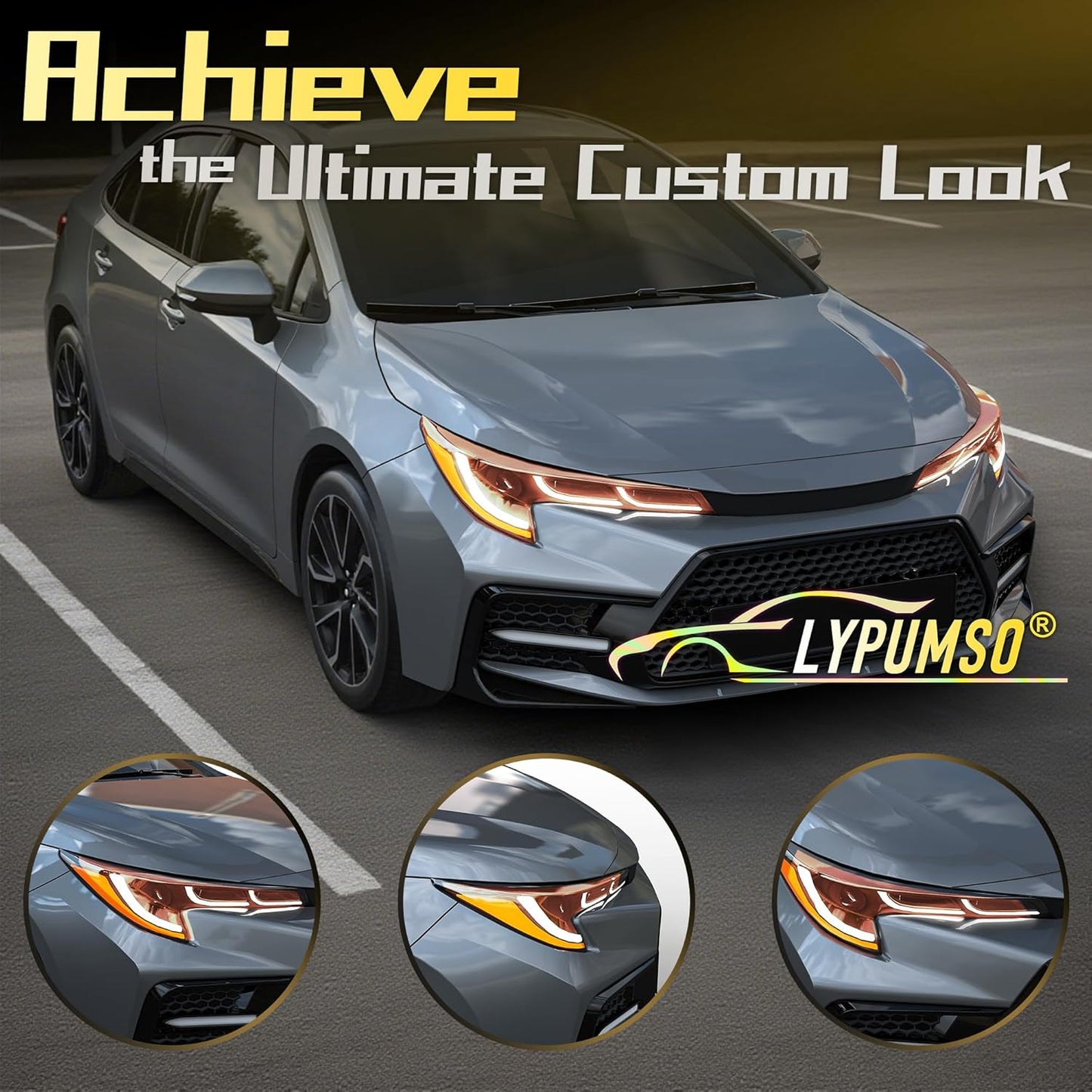 Lypumso 16 x 60 Inches Headlight Taillight Car Tint Vinyl Film, Self Adhesive Fog Lights Sticker Sheet Roll for Car Lights Cover Protection (Orange)