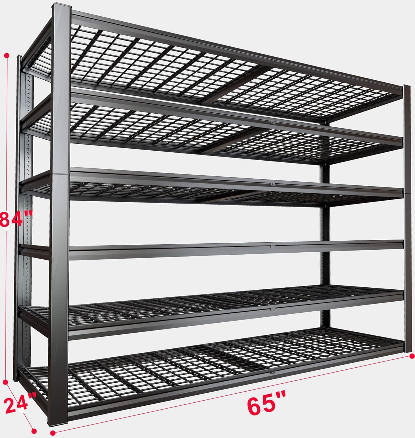 65" W Garage Shelving Heavy Duty, 6 Tier Garage Shelves, Adjustable Storage Shelving Unit, Commercial Metal Shelf for Warehouse, Pantry, School, Shop, 4 Pack